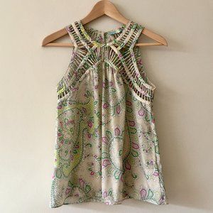 *SALE 3/$30* Anthropologie Silk Paisley Cutout Top